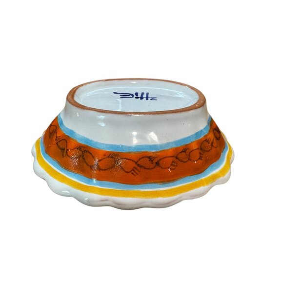 Hand-Painted Mexican Talavera Oval Dish Set Of 2 - Blue & Red Floral Design 5.5" - Picture 15 of 16